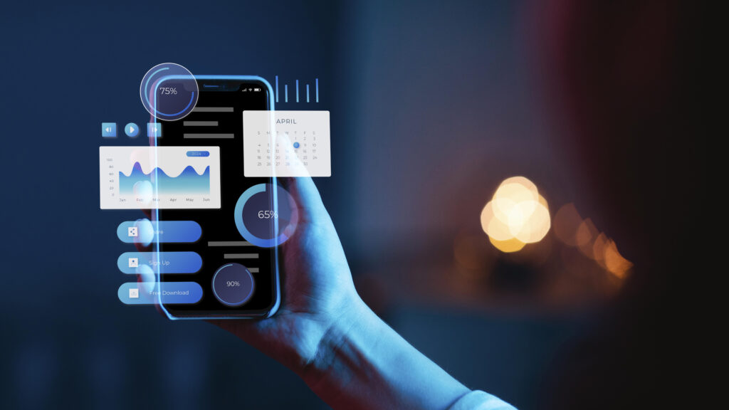 representation-user-experience-interface-design AI dashboards en rapportages op mobiele interface, visueel data-inzicht